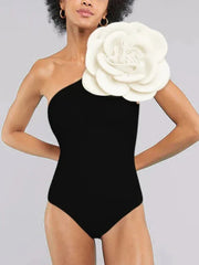 Retro Black Camellia Swimwear One Piece Black / S onepiece-250223