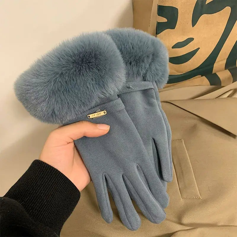 Autumn Winter Furry Warm Full Finger Outdoor Sport Cycling GlovesChristmas Cute Furry Warm Full Finger Outdoor Sport Cycling Gloves