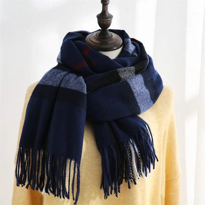 Plaid Mid-length Imitation Cashmere Warm Autumn Winter Scarf