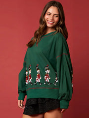 Stylish Glitter Patchwork Vintage Harajuku Long Sleeve Christmas Hoodie Hoodies-L