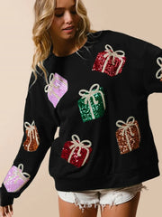 Glitter Patchwork Vintage Harajuku Slim Streetwear Long Sleeve Christmas Hoodie Hoodies-L