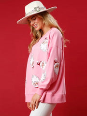 Glitter Patchwork Vintage Harajuku Slim Long Sleeve Streetwear Christmas Hoodie Hoodies-L