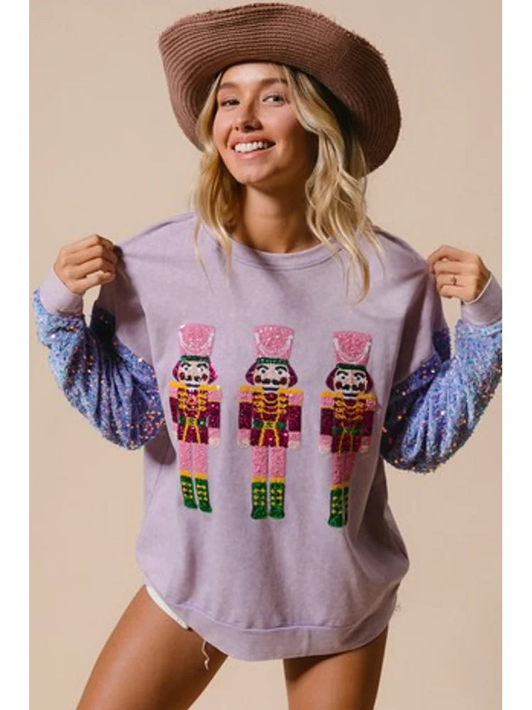 Glitter Patchwork Vintage Harajuku Slim Streetwear Christmas Hoodie Hoodies-L