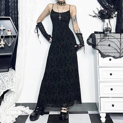 Gathering Net Celebration Sling Maxi Dress Black / S