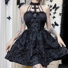 Jacquard Gathered Small Dress Black / S