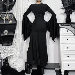 Empty Out Batwing Sleeve Full-Length Dress