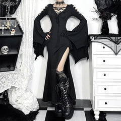 Empty Out Batwing Sleeve Full-Length Dress