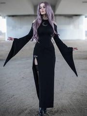 Trumpet Sleeve Lunar Maxi Dress Black / S