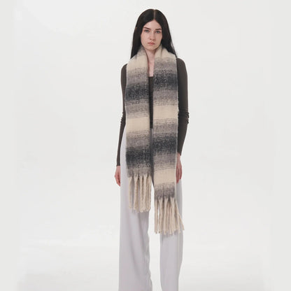 Cashmere Color Block Tassel Muffler Scarf