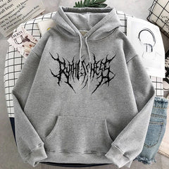 Y2K Mysterious Harajuku Hoodie GRAY / S