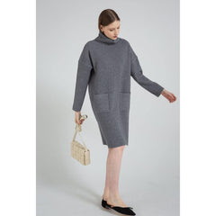 Long Sleeve Turtleneck Knitted Sweater Dress