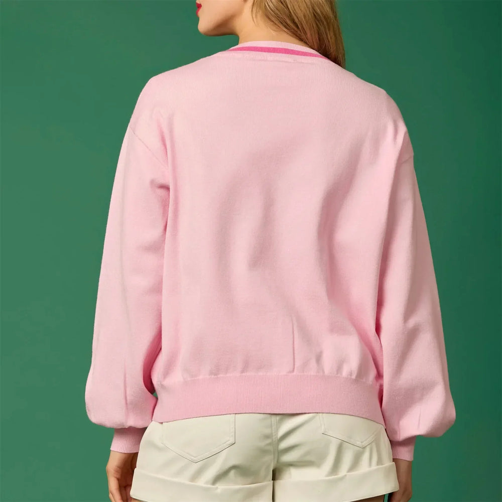 Sequin Christmas Nutcracker V-Neck Cardigan Cardigan-241208