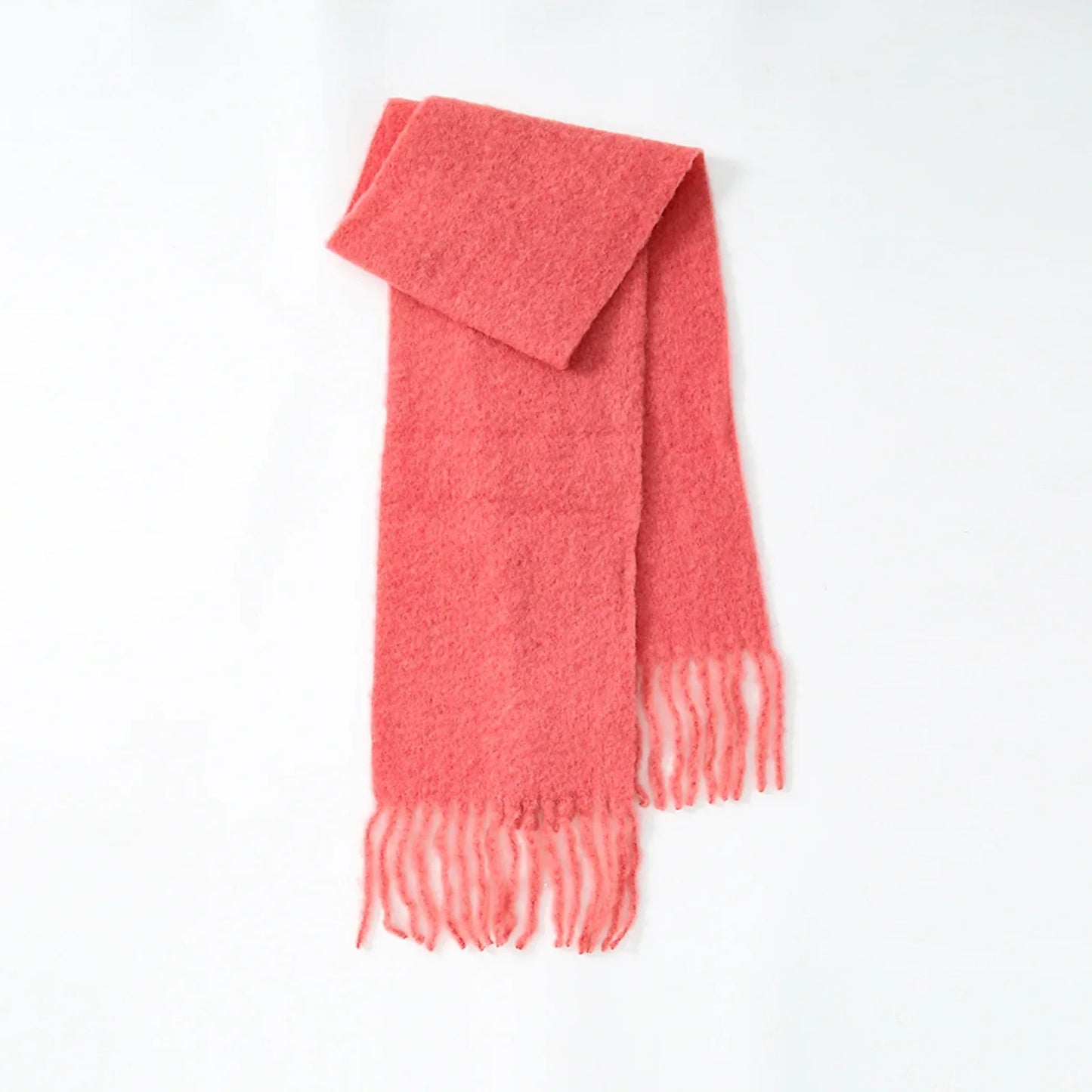 80% Wool Blend Solid Color Tassel Scarf for Women - Autumn Winter Collection