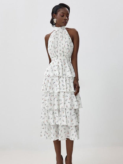 Sleeveless Hollow Floral Layered Dress