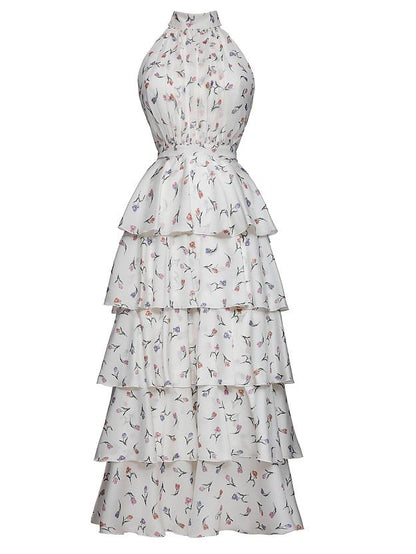 Sleeveless Hollow Floral Layered Dress