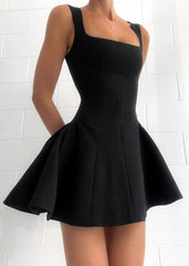 Chantal - Solid Pleated Ruffle Mini Dress