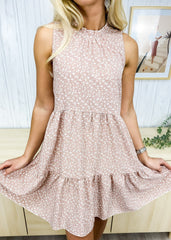 High Neck Floral Dress