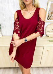 Shoulder Cutout Lace Dress