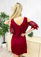 Shoulder Cutout Lace Dress