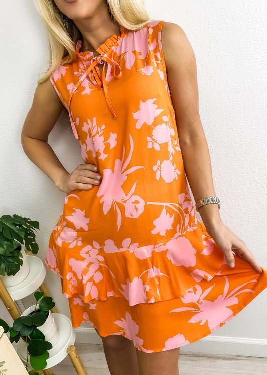 Tone Floral Ruffle Dress