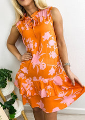 Tone Floral Ruffle Dress