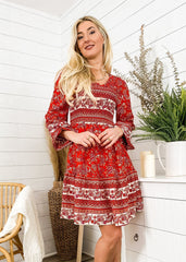 V Neck Bohemian Dress