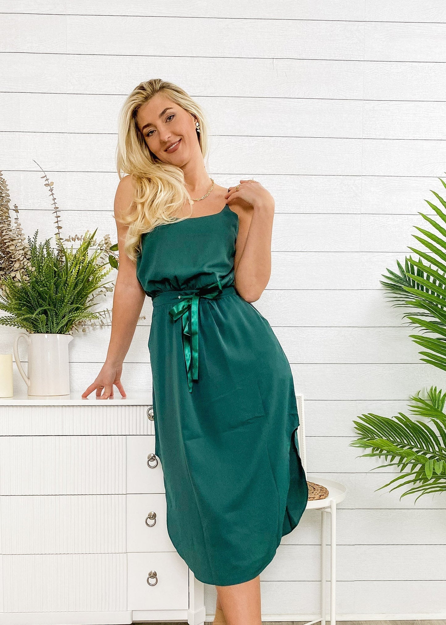 Solid Color Round Dress