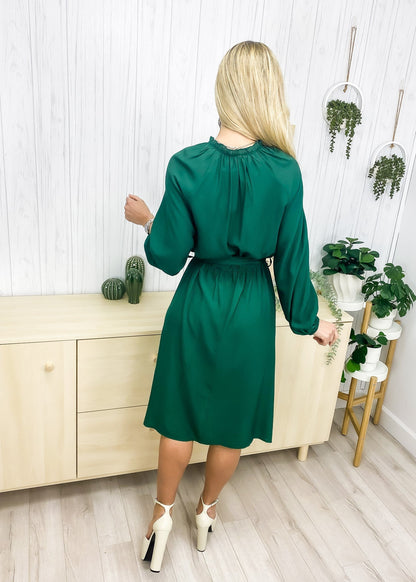 Leaf Collar Midi Dress