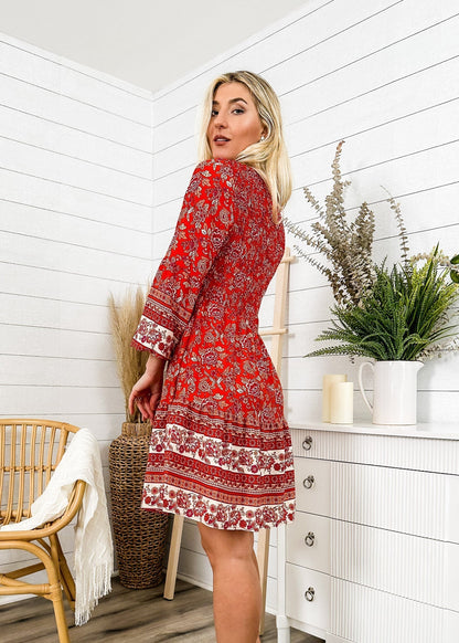 V Neck Bohemian Dress