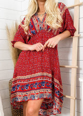 Mixed Print Asymmetrical Dress