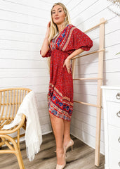 Mixed Print Asymmetrical Dress