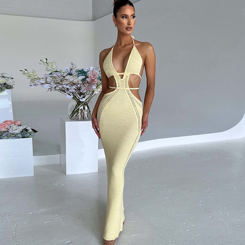 Sexy Backless Wrap Charming Chest Midi Dress