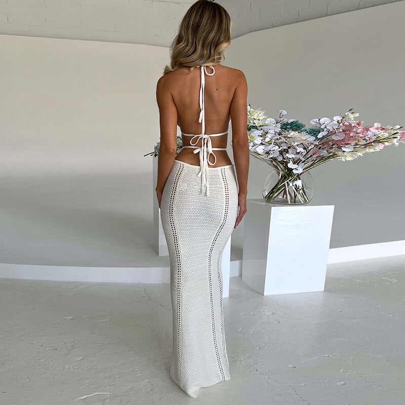 Sexy Backless Wrap Charming Chest Midi Dress