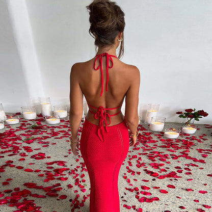 Sexy Backless Wrap Charming Chest Midi Dress