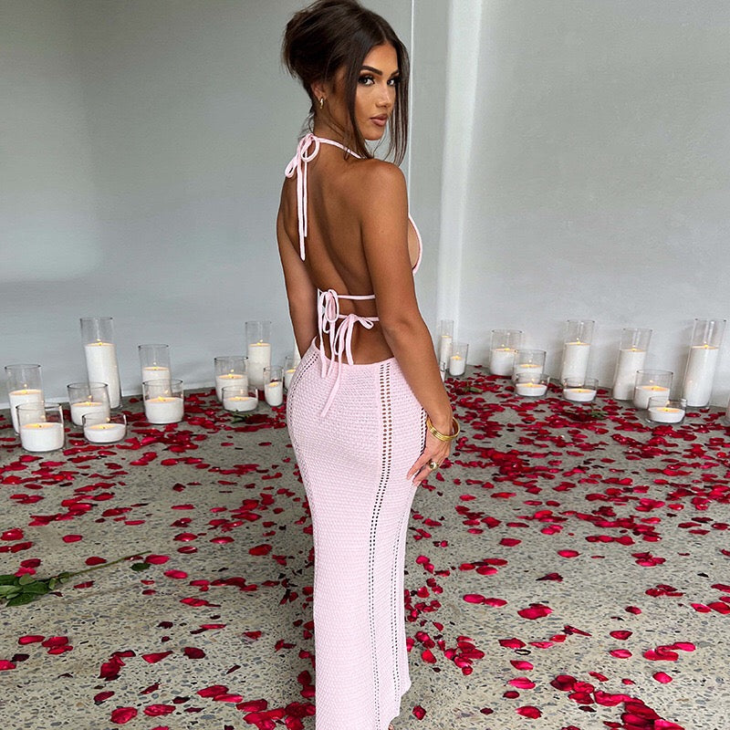 Sexy Backless Wrap Charming Chest Midi Dress