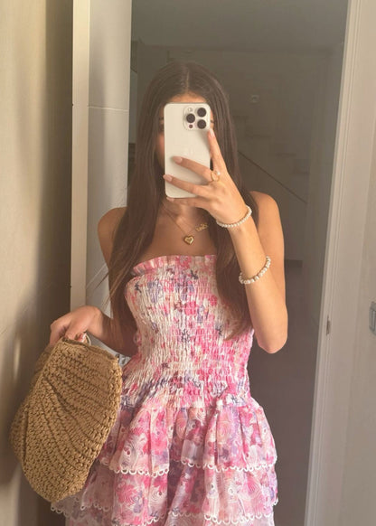 Strapless Floral Dress