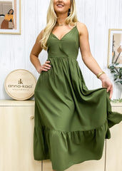 Color Surplice Neck Dress