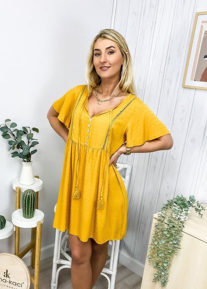 Tie Neck Swiss Summer Dress