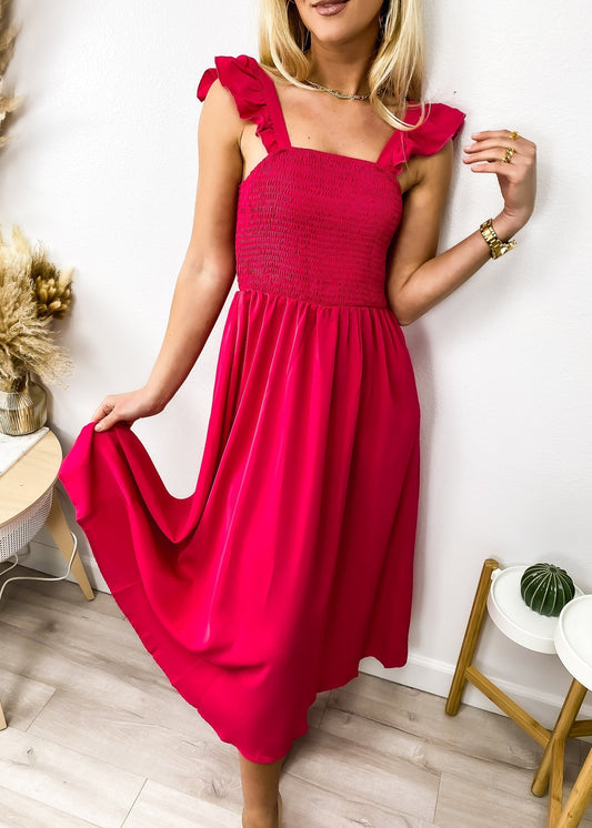 Solid Color Strap Dress