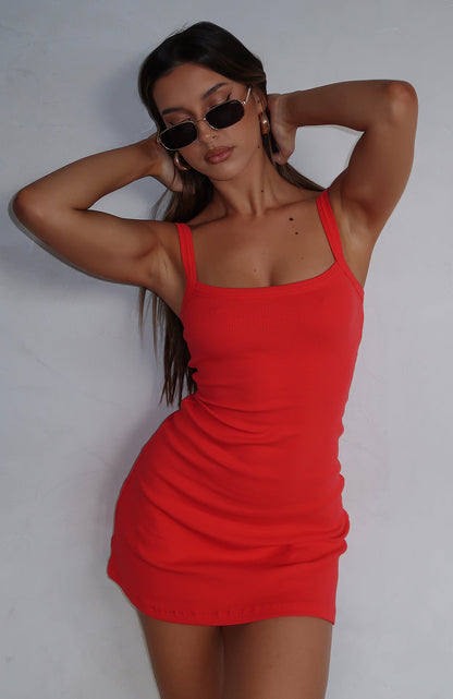 In This Moment Ribbed Mini Dress Red