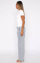 Zara Low Rise Straight Leg Jeans Light Blue