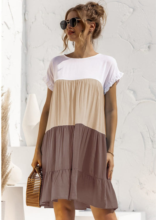 Colored With Ruffles Dress