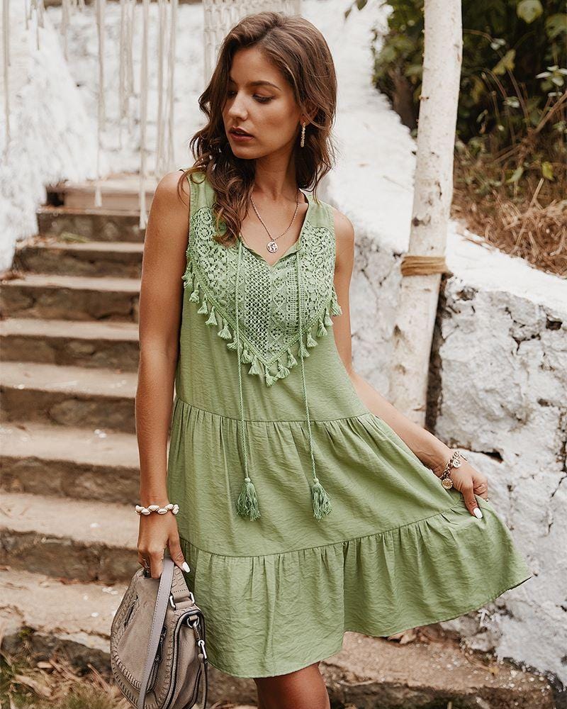 Go the Flow Ruffle Tunic Dress