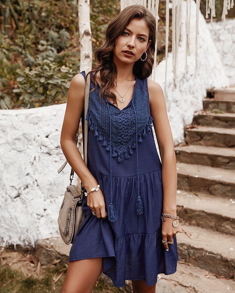 Go the Flow Ruffle Tunic Dress
