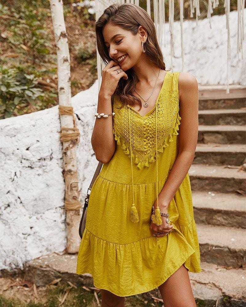 Go the Flow Ruffle Tunic Dress