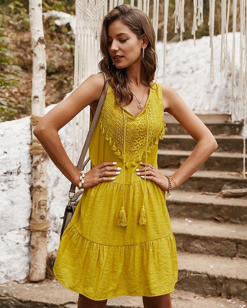 Go the Flow Ruffle Tunic Dress