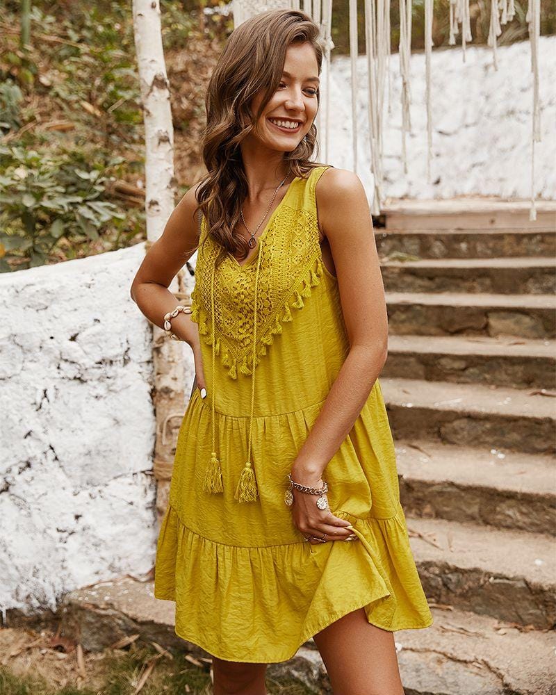Go the Flow Ruffle Tunic Dress