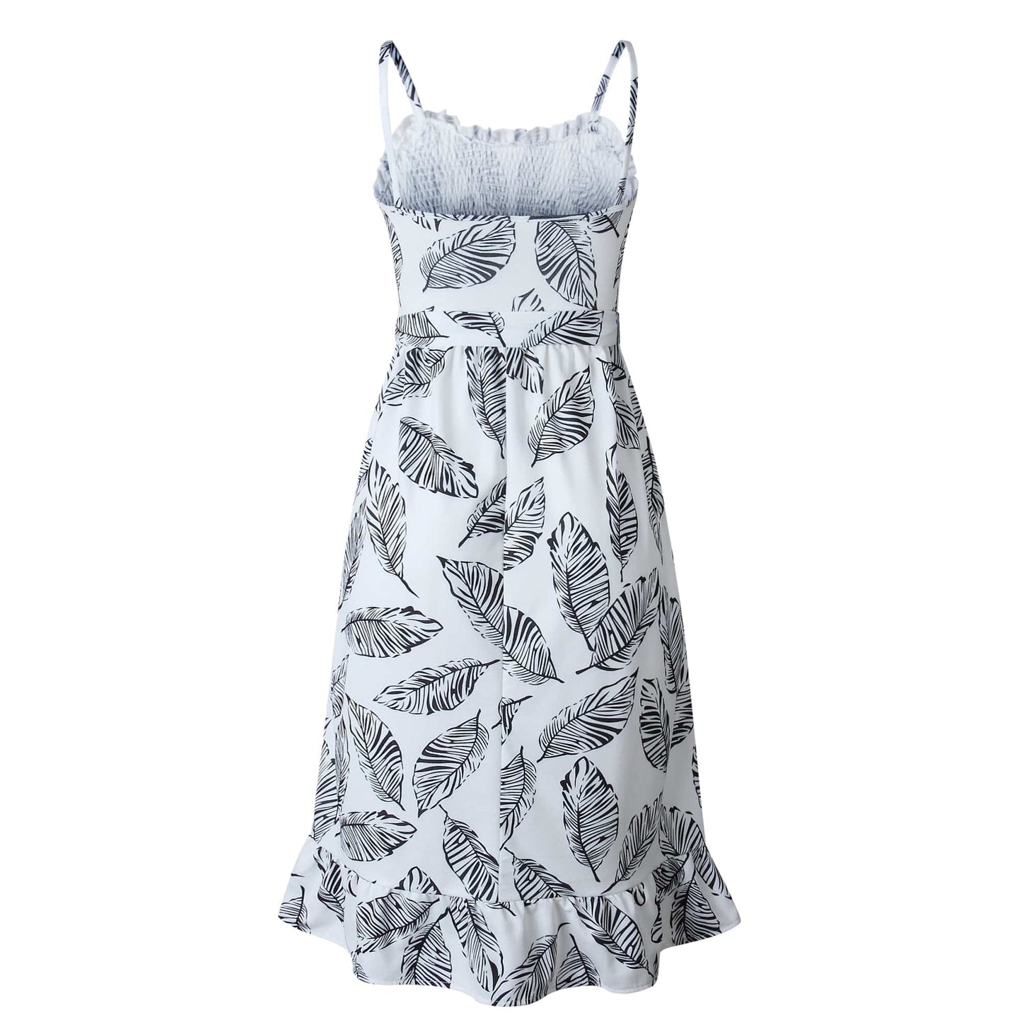 Tropical Print Shirred Dress