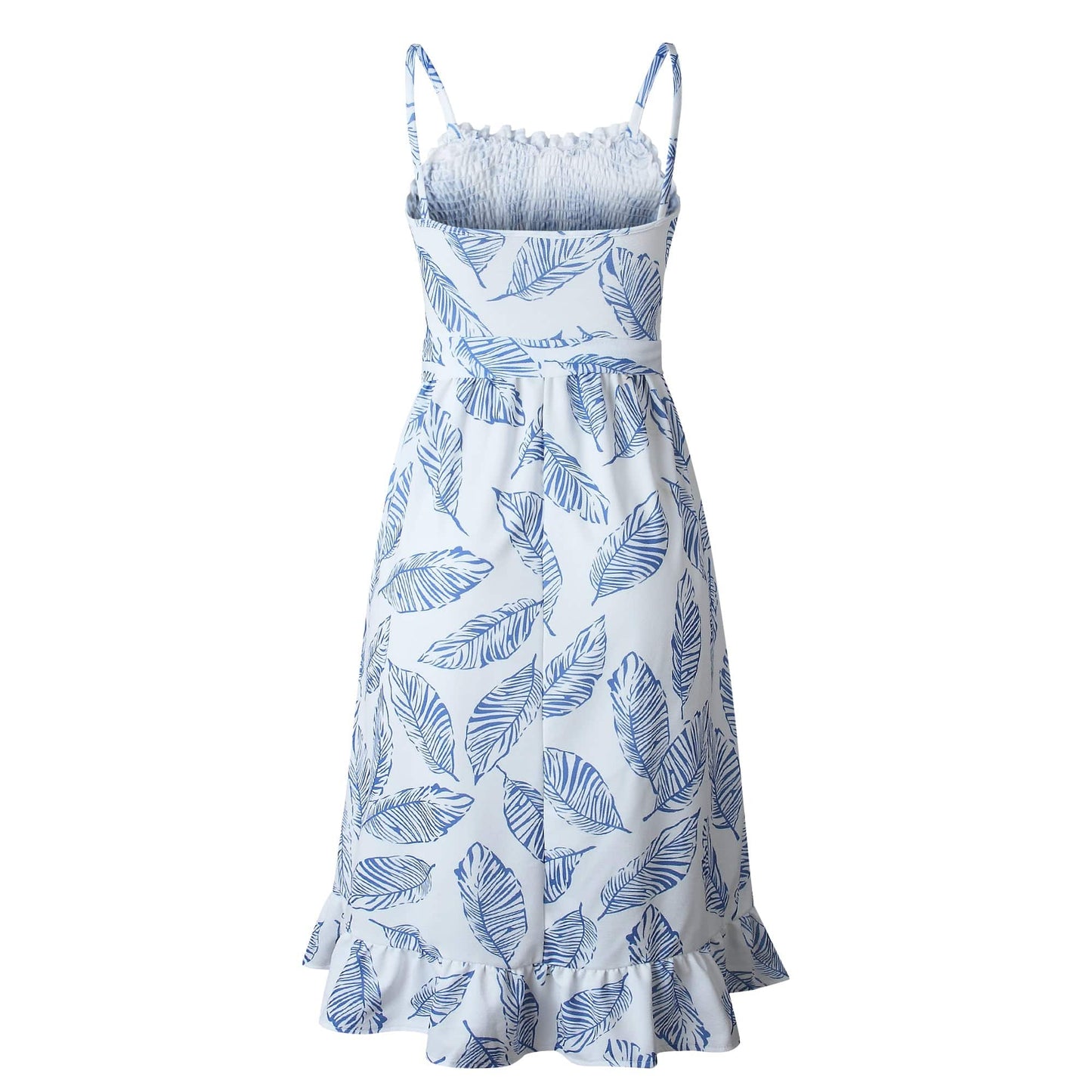 Tropical Print Shirred Dress