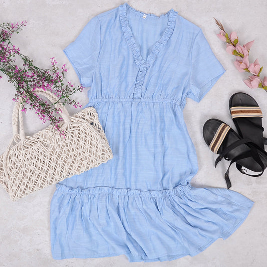Flared Ruffle Tunic Dress